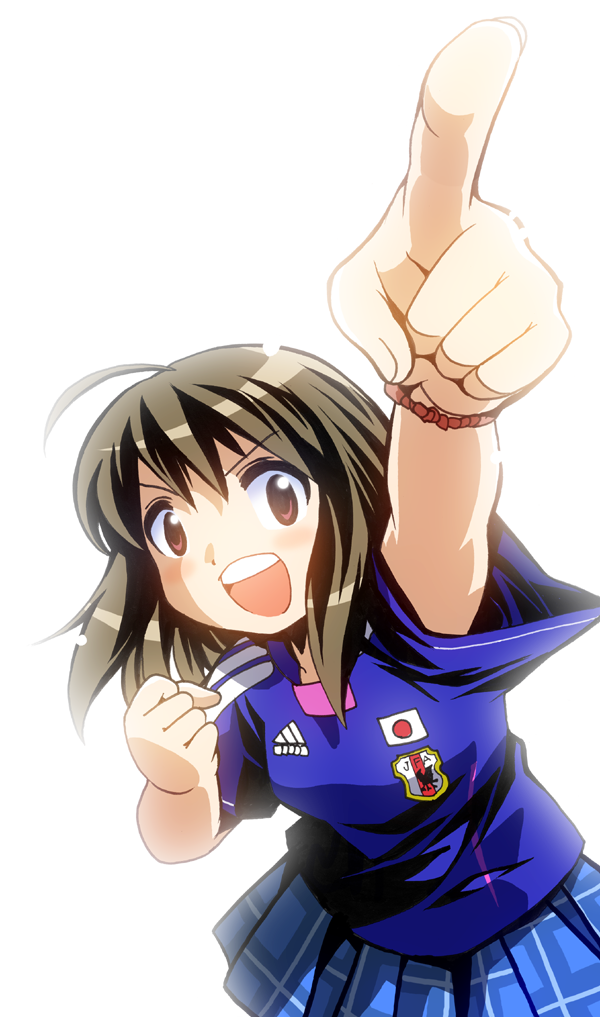 2011_fifa_women's_world_cup 2011_fifa_women's_world_cup ahoge pointing shirai_sanjirou soccer_uniform world_cup