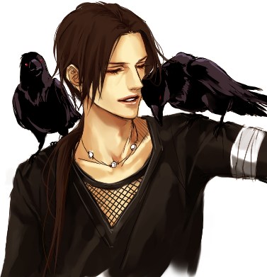 bird_on_shoulder crow lily_(artist) lowres male naruto uchiha_itachi