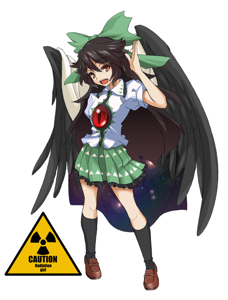 hair_bow long_hair nagii red_eyes reiuji_utsuho touhou wings