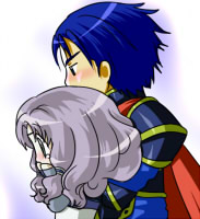 blue_eyes blue_hair blush cape couple fire_emblem fire_emblem:_rekka_no_ken florina hector long_hair purple_hair