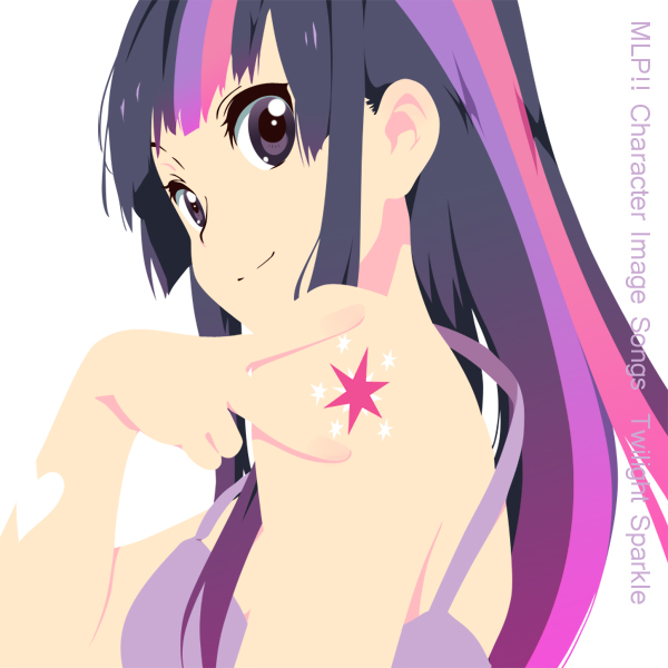 bare_shoulders heart hime_cut idylliccommotion k-on! long_hair miraclenight my_little_pony my_little_pony:_friendship_is_magic my_little_pony_friendship_is_magic personification pink_hair purple_eyes purple_hair simple_background smile star tattoo twilight_sparkle v