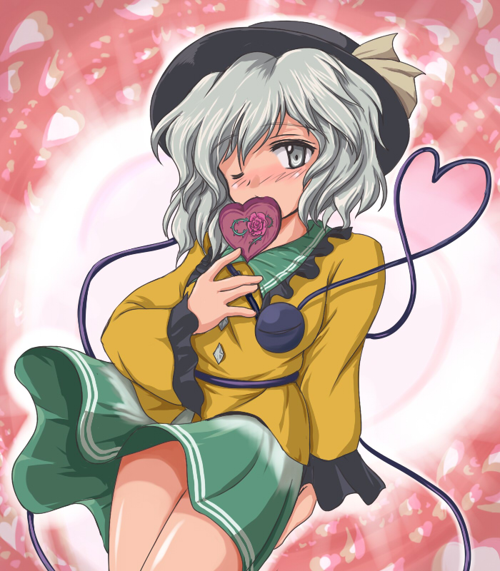 grey_eyes grey_hair hat heart heart_of_string komeiji_koishi touhou valentine