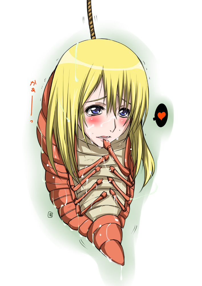 blonde_hair blue_eyes blush gintama hanging heart monster noto_mamiko pandemonium-san_(gintama) rope slime what