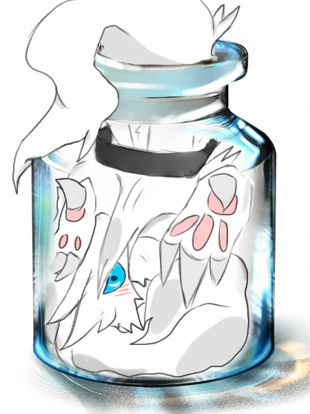 blue_eyer blue_eyes bottle_meme_(pixiv) cork jar no_humans pokemon reshiram