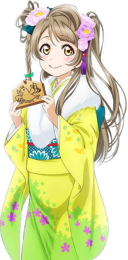 blush brown_eyes brown_hair flower kimono long_hair love_live!_school_idol_project minami_kotori ribbon smile twin_tails