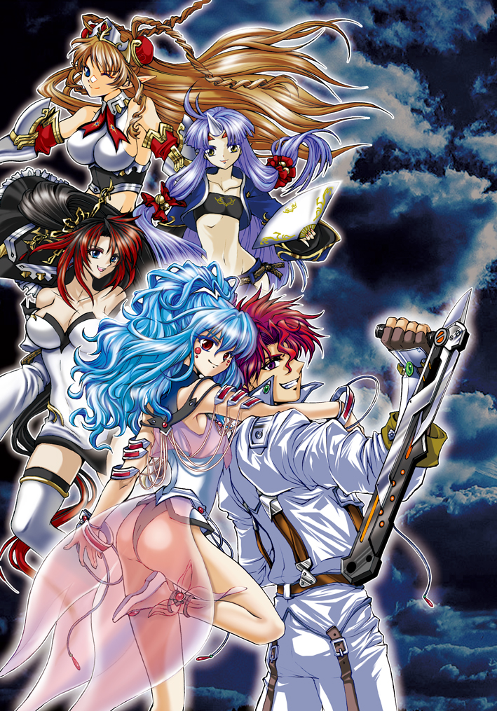 alfimi axel_almer bell blue_hair breasts brown_hair cleavage dress drill_hair elf facial_mark fan flat_chest hair_ornament horn jingle_bell large_breasts long_hair midriff multicolored_hair nanbu_kaguya neige_hausen oni paul_t pointy_ears ponytail red_eyes red_hair redhead see-through smile strapless_dress super_robot_wars super_robot_wars_og_saga_mugen_no_frontier super_robot_wars_og_saga_mugen_no_frontier_exceed suzuka_hime thigh-highs thighhighs tubetop two-tone_hair weapon wink