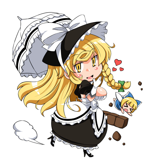 blonde_hair braid chibi fairy invincible_marisa kirisame_marisa new_super_marisa_land side_braid sugiura touhou yellow_eyes