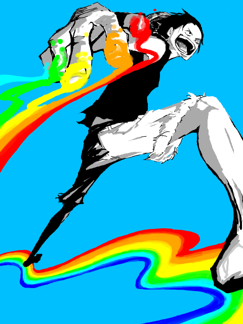 happy male monkey_d_luffy one_piece rainbow spot_color