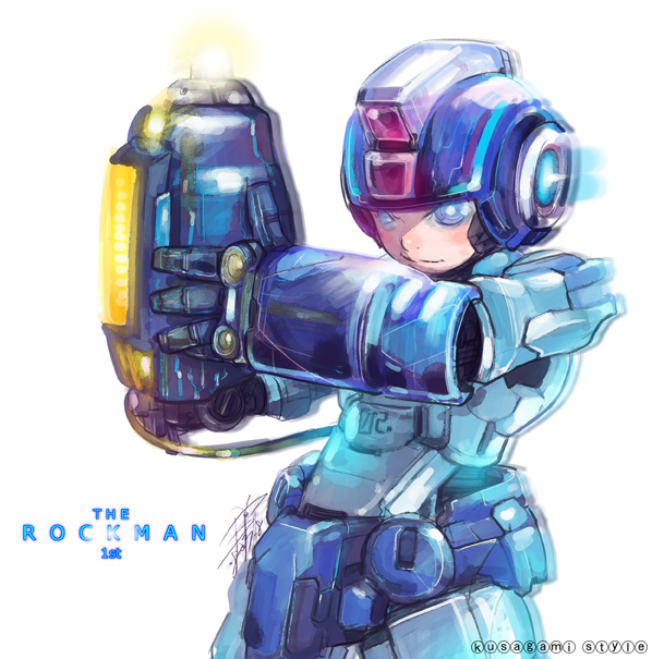 artist_request blue blue_eyes capcom helmet kusagami_style male robot robot_joints rockman rockman_(character) simple_background solo x