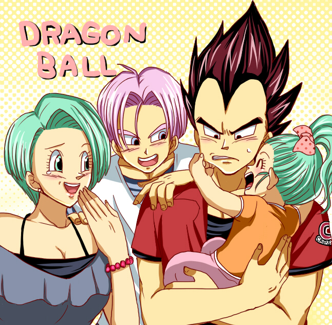 :d ^o^ agehay aqua_eyes black_eyes black_hair blue_eyes blue_hair blush bow bra_(dragon_ball) brother bulma bura cheek_pinch collarbone daughter dragon_ball dragon_ball_z family father green_eyes green_hair hair_bow hand_on_shoulder hand_to_mouth holding_in_arms laughing mother open_mouth pinch purple_hair short_hair sister smile son teeth trunks_(dragon_ball) vegeta young