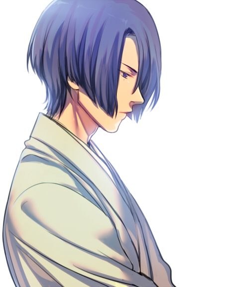 blue_hair hijirikawa_masato japanese_clothes male minami_(wakulyri) profile purple_eyes short_hair solo uta_no_prince-sama violet_eyes white_background