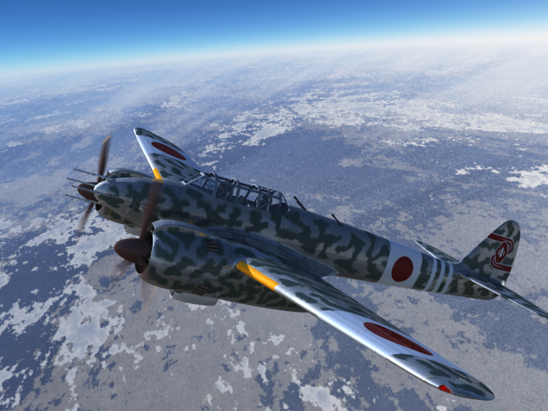 alternate_color antennae camouflage cosplay disguise flying gun horizon imperial_japanese_army imperial_japanese_navy kawasaki_ki-45_kai kawasaki_ki-45_kai_(cosplay) military motion_blur nakajima_j1n_gekkou original photorealistic pilot propeller taseri weapon world_war_ii wwii