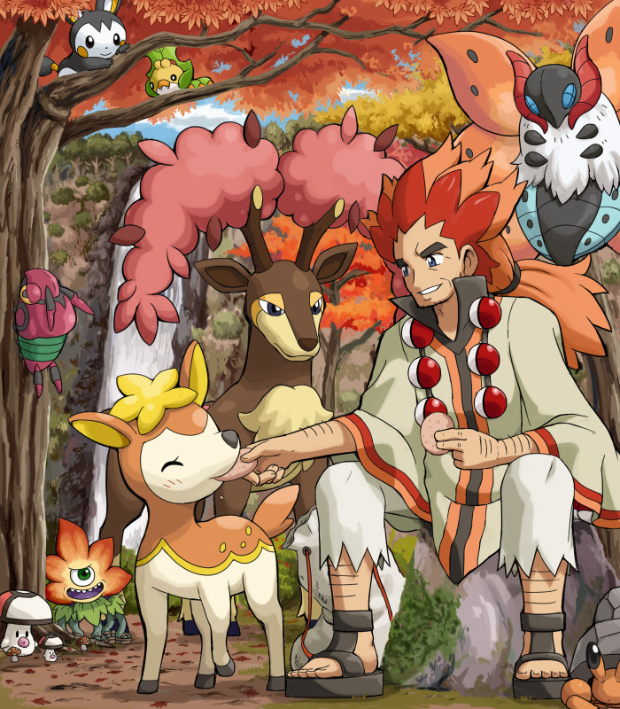 1boy autumn deerling dragon_quest dragon_quest_ix dwebble emolga foongus leafy_larrikin male odd_one_out pokemoa pokemon pokemon_(creature) pokemon_(game) pokemon_black_and_white pokemon_bw sawsbuck sewaddle tree venipede volcarona