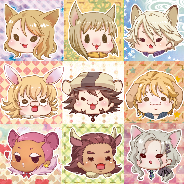 6+boys :3 animal_ears antonio_lopez bad_id barnaby_brooks_jr blonde_hair bow brown_hair bunny_ears cat_ears chibi dark_skin dog_ears earrings everyone eyelashes fox_ears glasses grey_hair hachi_(gaoo) hair_bow horns huang_baoling ivan_karelin jewelry kaburagi_t_kotetsu karina_lyle keith_goodman kemonomimi_mode lipstick long_hair makeup multiple_boys multiple_girls nathan_seymour necktie o_o ponytail short_hair silver_hair tiger_&amp;_bunny tiger_ears yuri_petrov