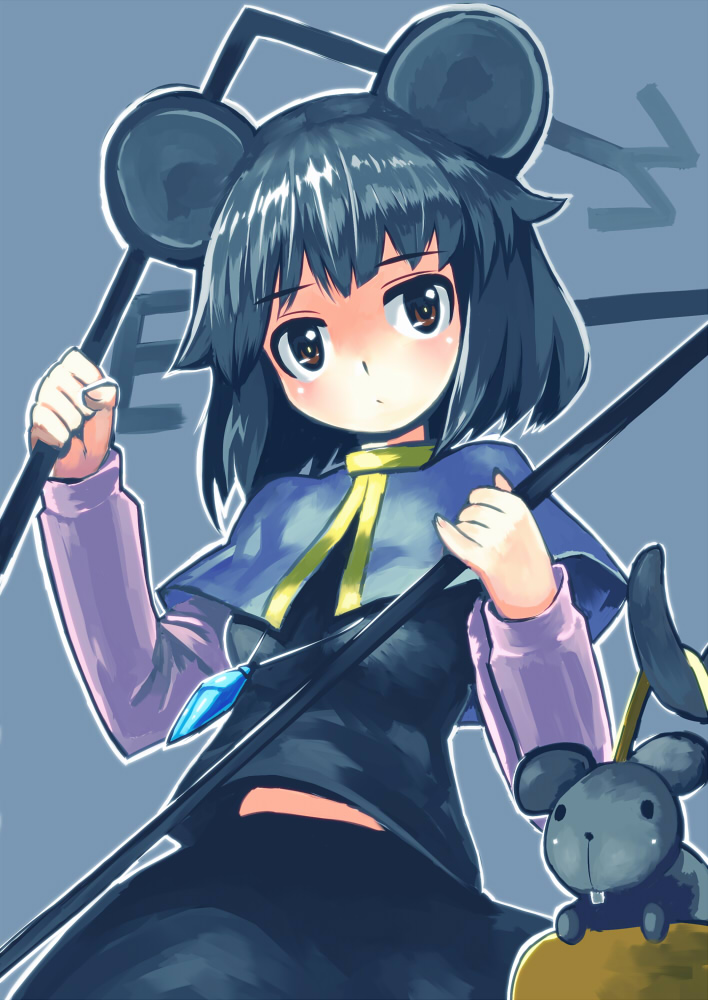 bad_id grey_hair mouse mouse_ears mouse_tail nazrin red_eyes rod tail touhou yaten