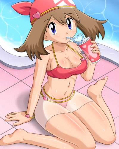 1girl bikini blush breasts haruka_(pokemon) large_breasts long_hair pokemoa pokemon swimsuit