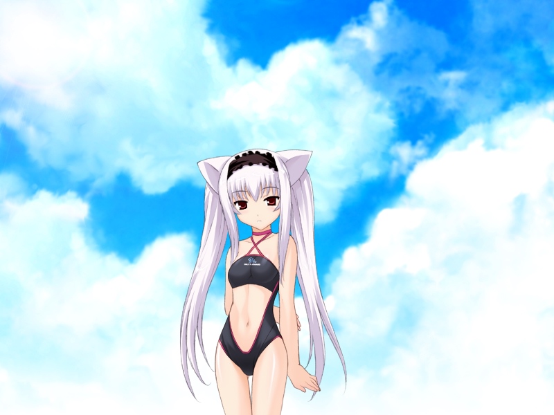 blush catgirl long_hair nekomimi rin_fujimiya swimsuit yokubari_saboten