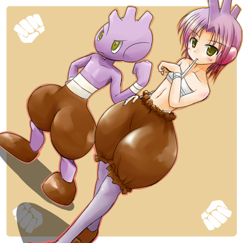 1girl baby_pokemon creatures_(company) game_freak genderswap lowres moemon mouth_hold nintendo pantyhose personification pokemon pokemon_(creature) pokemon_(game) pokemon_gsc sarashi tenjou_ryuka tyrogue