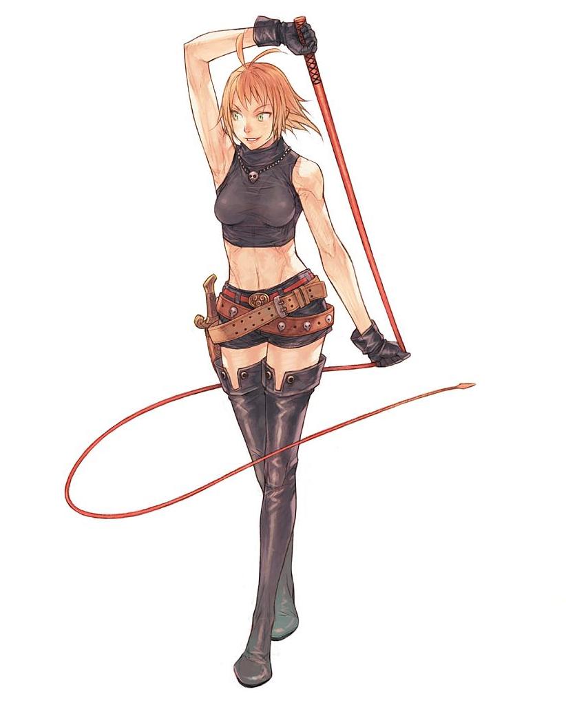 arm_up armpits artist_request bare_shoulders belt boots dagger gloves green_eyes jewelry midriff mila_nebraska necklace official_art orange_hair redhead short_hair shorts simple_background sleeveless sleeveless_turtleneck smile solo source_request tales_weaver thigh-highs thigh_boots thighhighs tsurime turtleneck weapon whip zettai_ryouiki