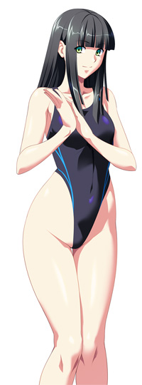 bugmenot competition_swimsuit green_eyes highleg highleg_swimsuit hime_cut long_hair multicolored_eyes one-piece_swimsuit simple_background swimsuit