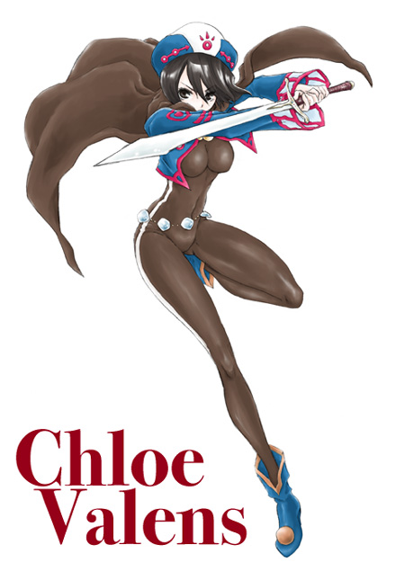 aerialsoul black_eyes black_hair bodysuit bolero cape character_name chloe_valens cropped_jacket gem shoes short_hair solo standing_on_one_leg sword tales_of_(series) tales_of_legendia weapon white_background