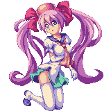 cave_(developer) dress long_hair lowres mushihime-sama pixel_art purple_hair reco thigh-highs thighhighs twintails