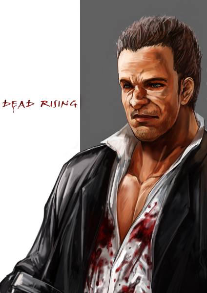 blood brown_hair dead_rising frank_west male realistic sachito solo
