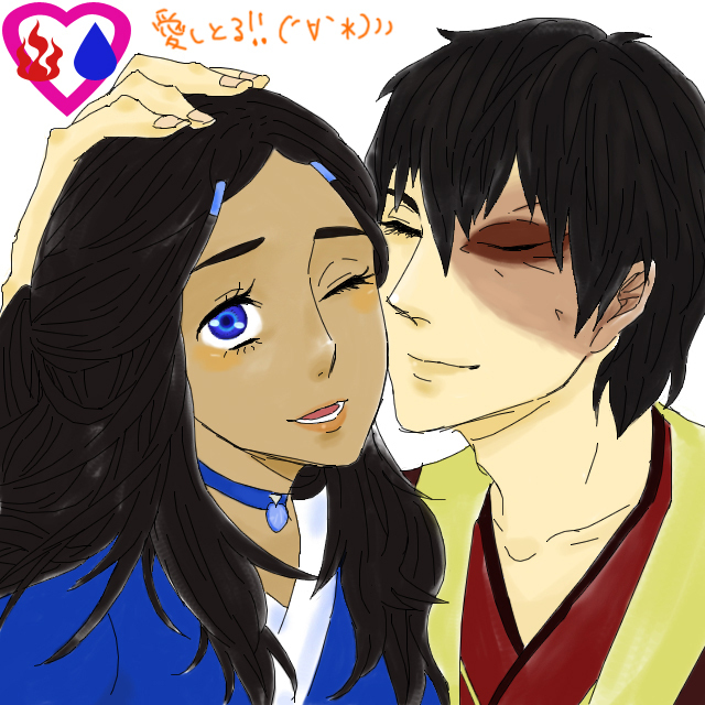 avatar:_the_last_airbender avatar_the_last_airbender blush closed_eyes couple eyes_closed katara nickelodeon scar smile zuko