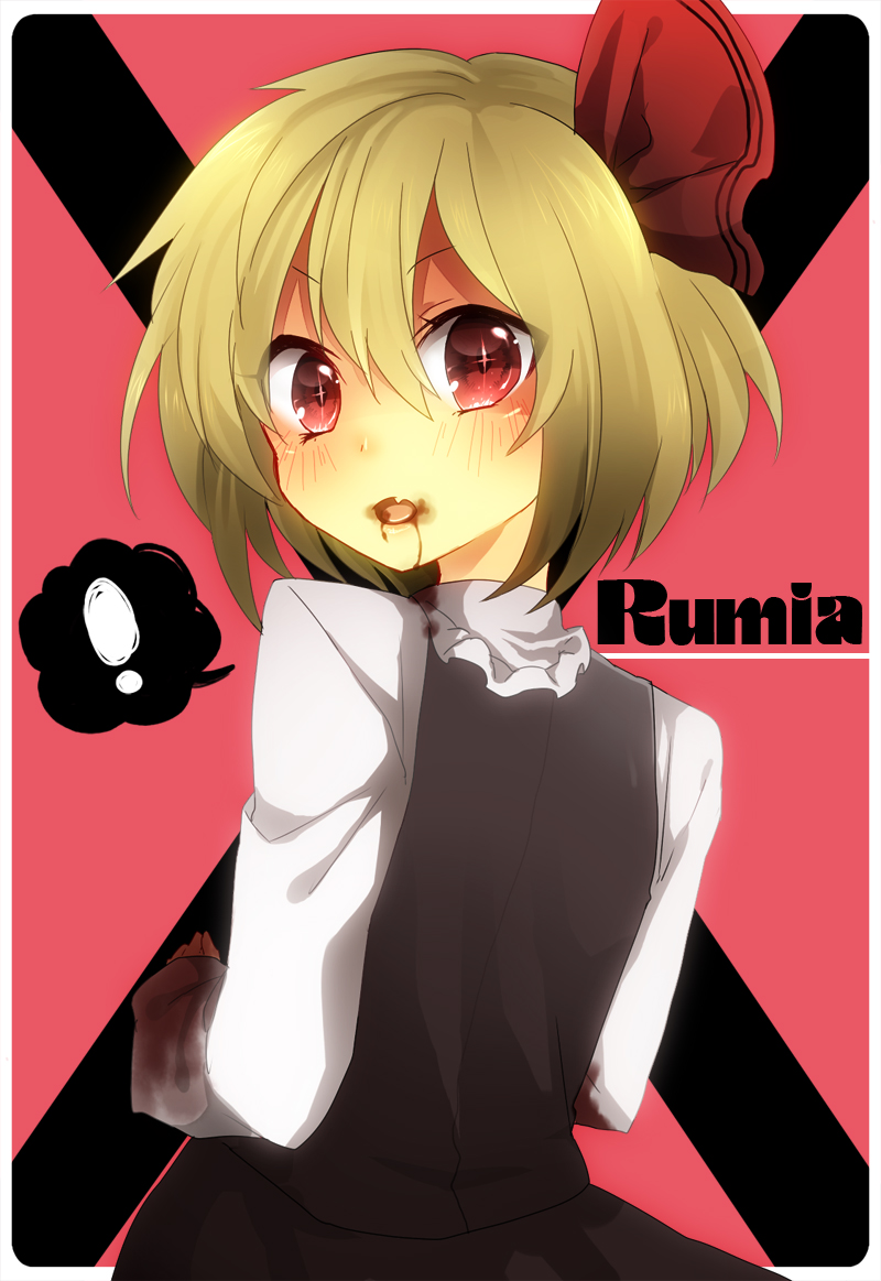 amaya_enaka blonde_hair blood blood_on_face hair_ornament red_eyes rumia solo the_embodiment_of_scarlet_devil touhou youkai