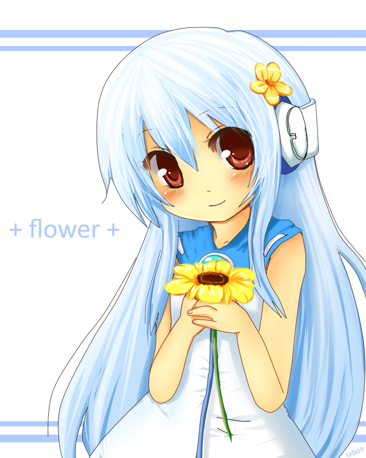 blush flower flower_(kowarekake) furawaa headphones kataro kowarekake_no_orgel red_eyes smile