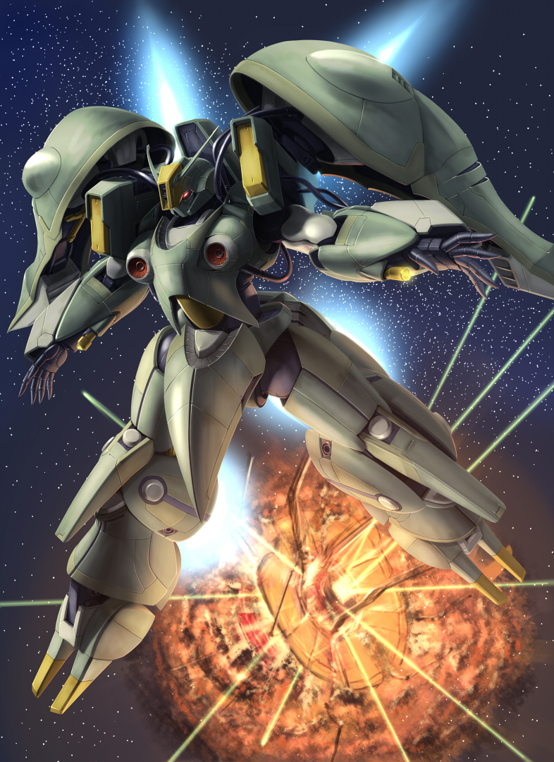 gundam gundam_zz mecha no_humans quin_mantha raybar realistic solo space spoilers star