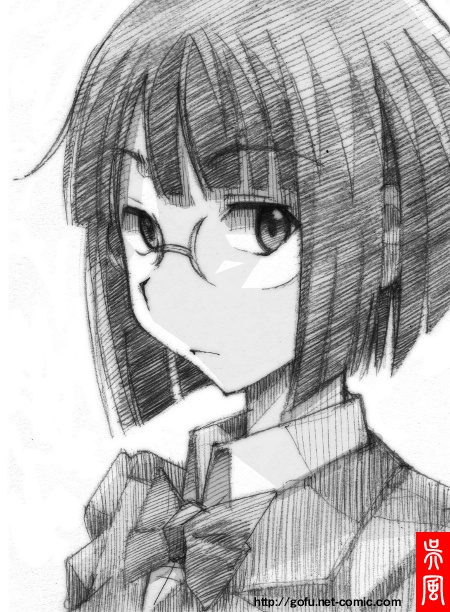 durarara!! glasses gofu monochrome sketch sonohara_anri traditional_media