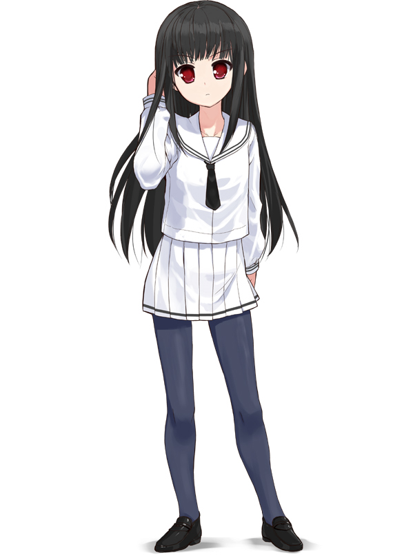 black_hair kusaka kusaka_souji long_hair pantyhose red_eyes school_uniform solo urara urara_(baby_princess)