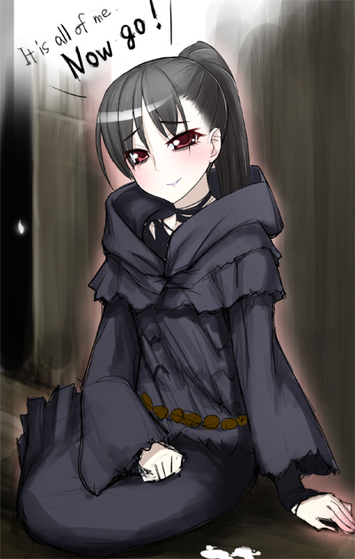 dark_souls ponytail quelaana_of_izalith quelana_of_izalith red_eyes robe sitting yufu