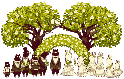 bride bunny collet groom lowres original pixel_art rabbit transparent_background tree wedding