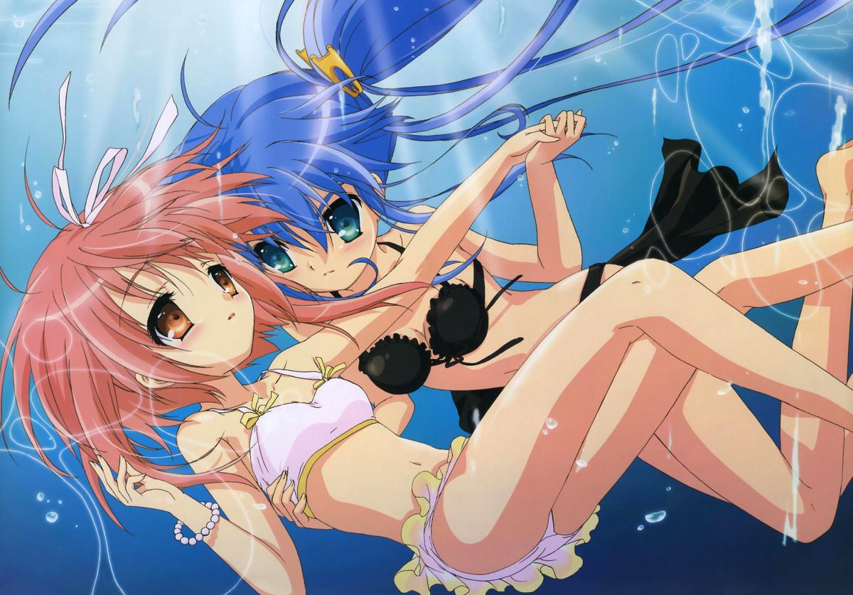 akihime_sumomo bikini ibe_yukiko megami nanatsuiro_drops swimsuit underwater yuuki_nona