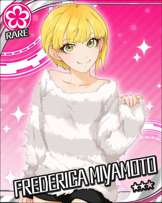 character_name flower fur green_eyes idolmaster idolmaster_cinderella_girls miyamoto_frederica official_art short_hair smile solo star