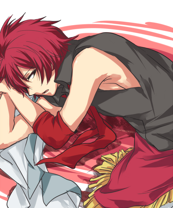 armpits copyright_request lying male red_hair redhead short_hair solo tarou_(run)