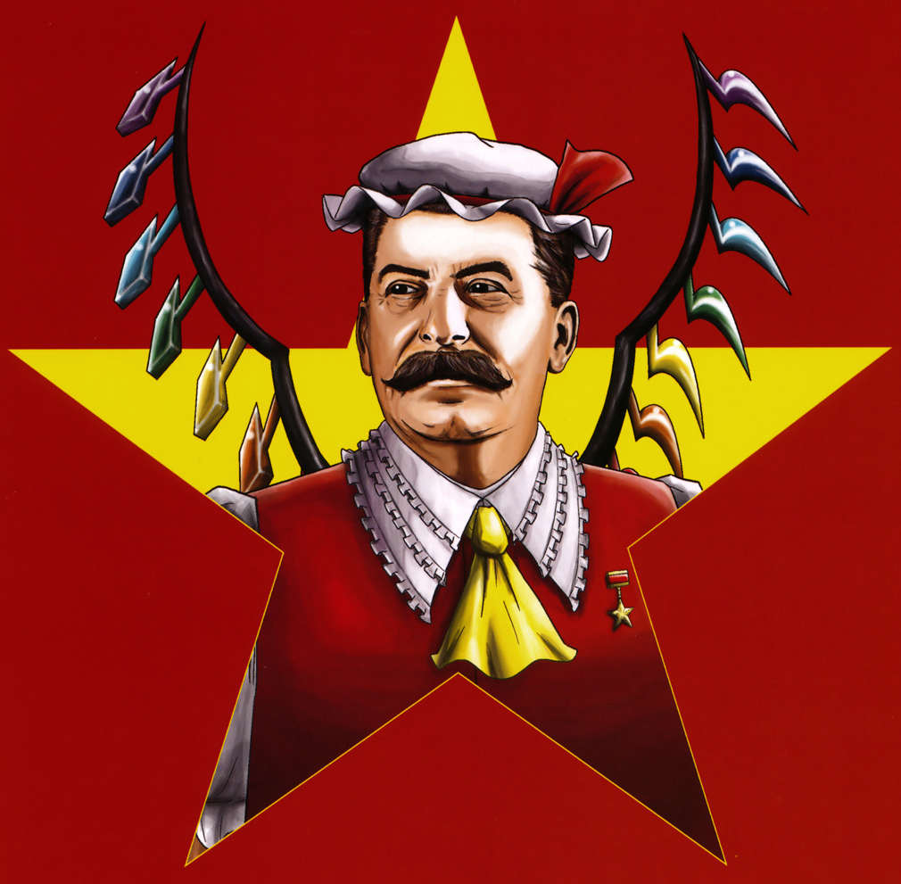 alternate_wings communism cosplay facial_hair flandre_scarlet flandre_scarlet_(cosplay) hat joseph_stalin male mustache parody solo star tagawa_gengo touhou wings