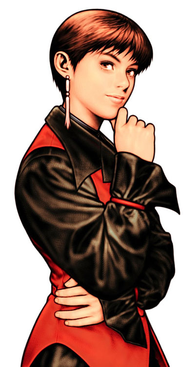 brown_hair capcom_vs_snk capcom_vs_snk_2 earrings face hand_on_chin hand_to_chin hands jewelry king_of_fighters lips looking_up mori_toshiaki official_art shinkiro short_hair snk solo vest vice
