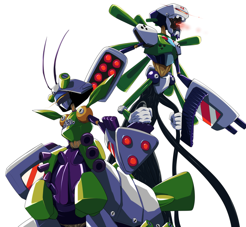 antennae beast_master_(medarots) cable denji gloves god-emperor gun medabots medarots mega-emperor multiple_arms multishot_rocket_launcher no_legs robo-emperor robot rocket_launcher simple_background weapon