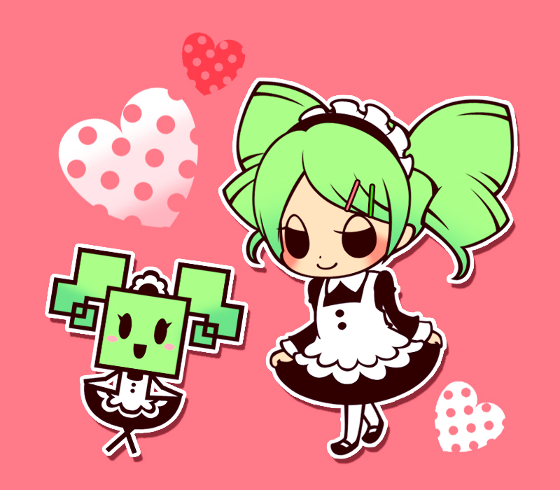 1girl ghost-pepper green_hair maid maid_headdress manera nintendo paper_mario personification super_paper_mario twin_drills