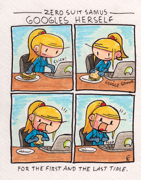 blonde_hair chibi chris_furniss comic computer english female internet laptop meta metroid open_mouth ponytail samus_aran sandwich solo truth zero_suit