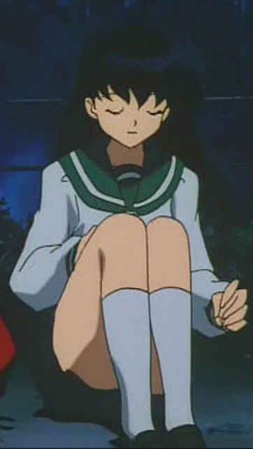 black_hair cap higurashi_kagome inuyasha legs long_hair miniskirt school_uniform skirt thighs