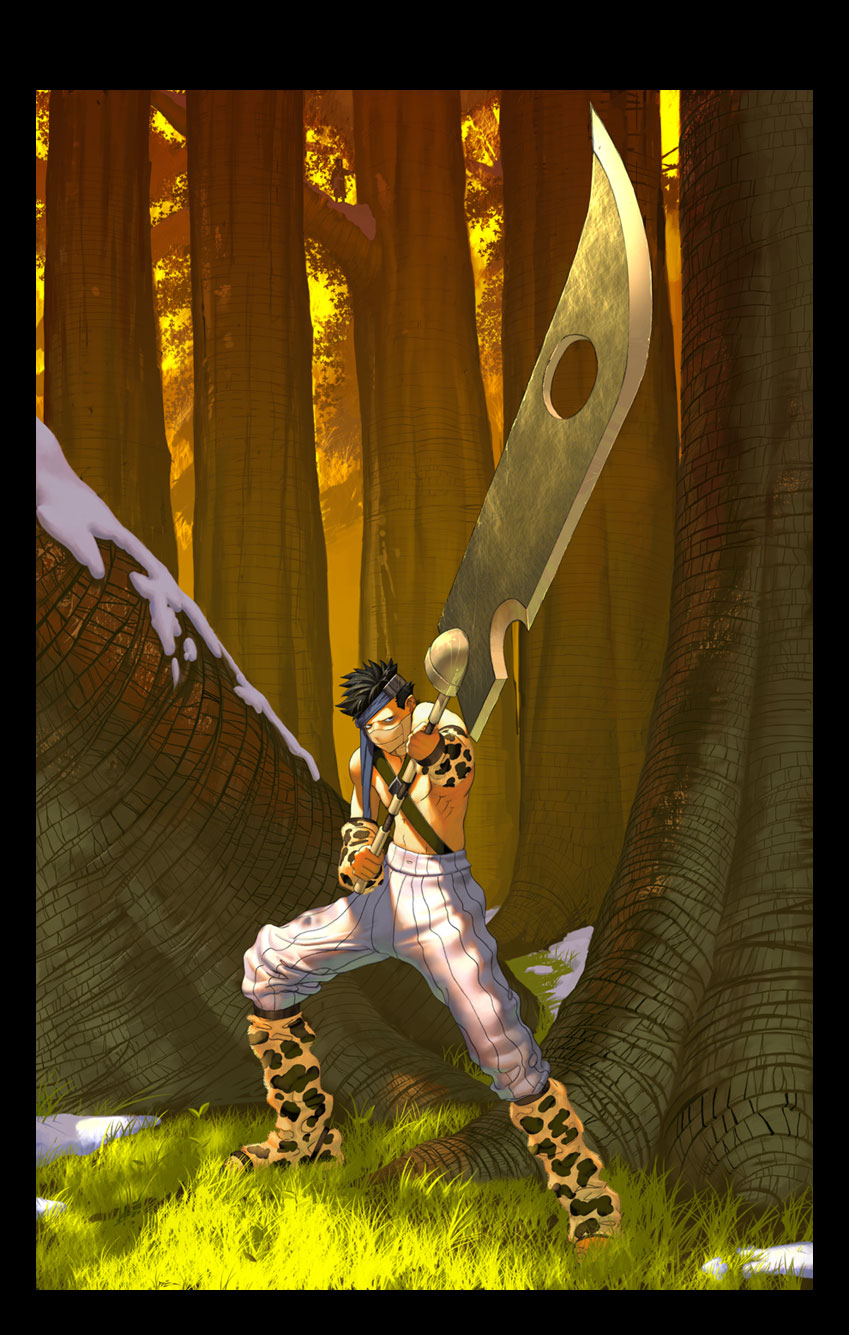 danimation2001 forehead_protector forest highres huge_weapon male momochi_zabuza naruto nature pants snow sword weapon