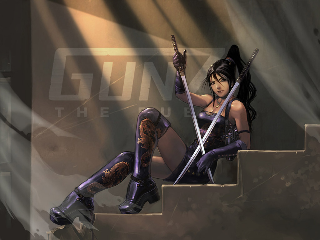 boots gloves gunz_the_duel katana stairs sword thigh-highs thigh_boots weapon