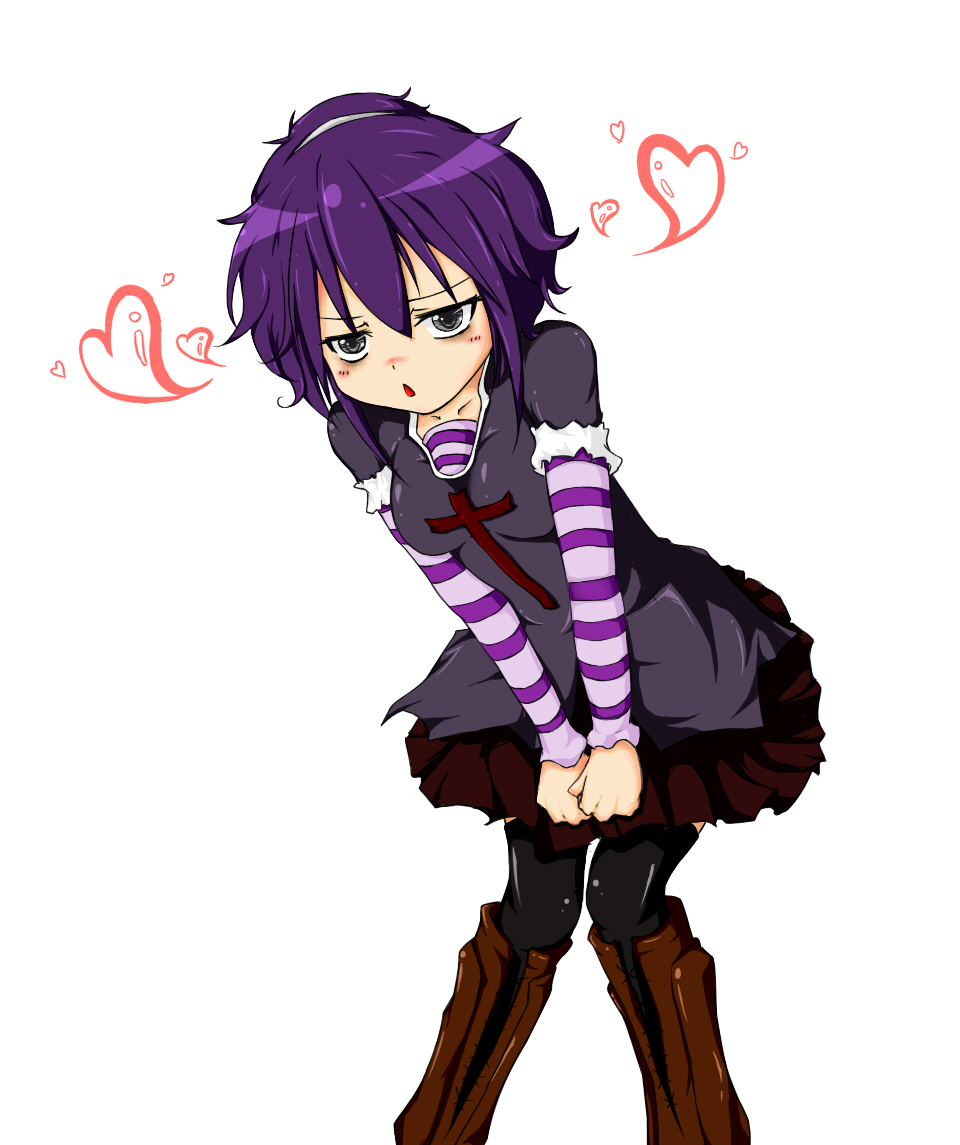 frills gothic gothic_lolita heart kuwagata lolita_fashion purple_hair sawyer_the_cleaner short_hair thighhighs