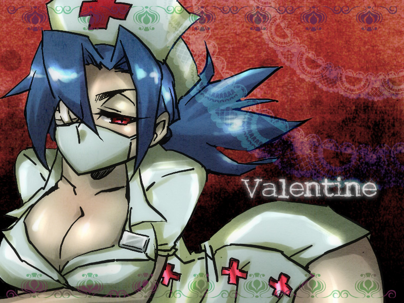 breasts cleavage eyepatch hat mask nurse nurse_cap skullgirls valentine_(skullgirls)