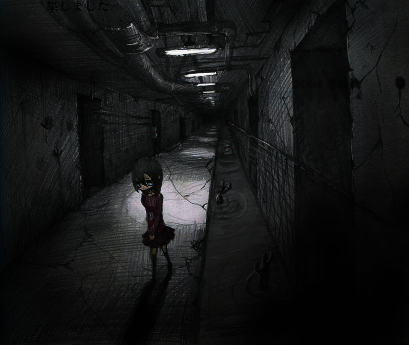 corridor creepy dark drainpipe madotsuki pipe pipes sewer solo toi_(number8) walking water yume_nikki