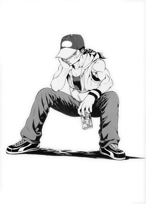 bandaid baseball_cap can casual chin_rest hat male monochrome muscle shoes sleeveless_hoodie sneakers solo street_fighter street_fighter_iii street_fighter_iv super_street_fighter_iv wristband yun_lee